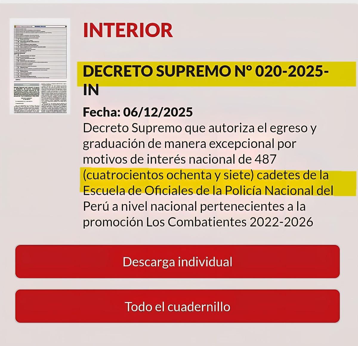 Autorizan graduación excepcional de cadetes PNP: reforzarán el servicio desde DIC2025