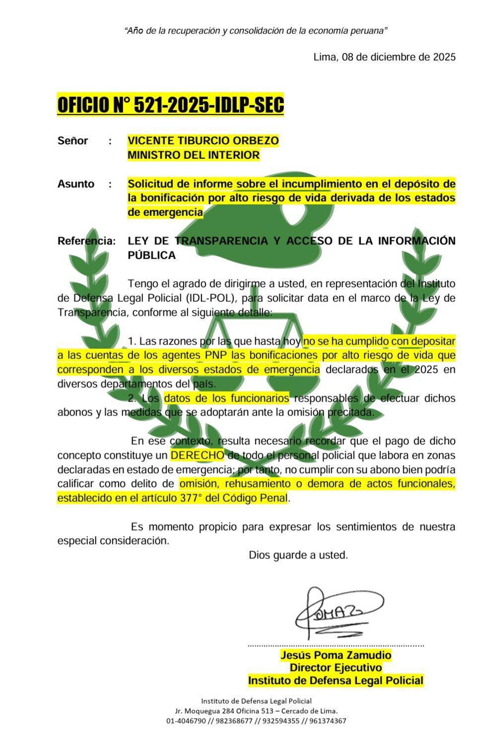 ¿Dónde está el bono de alto riesgo por el estado de emergencia?