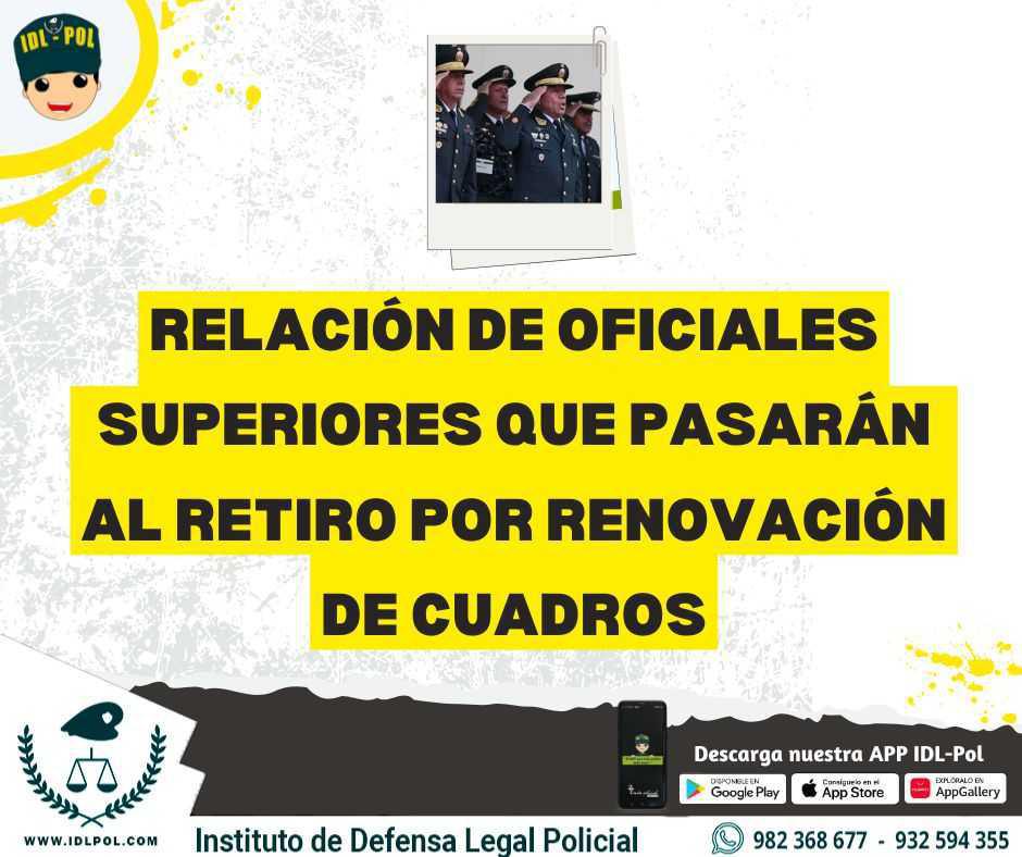 Publican relación de oficiales superiores PNP que pasarán al retiro por renovación de cuadros 2026