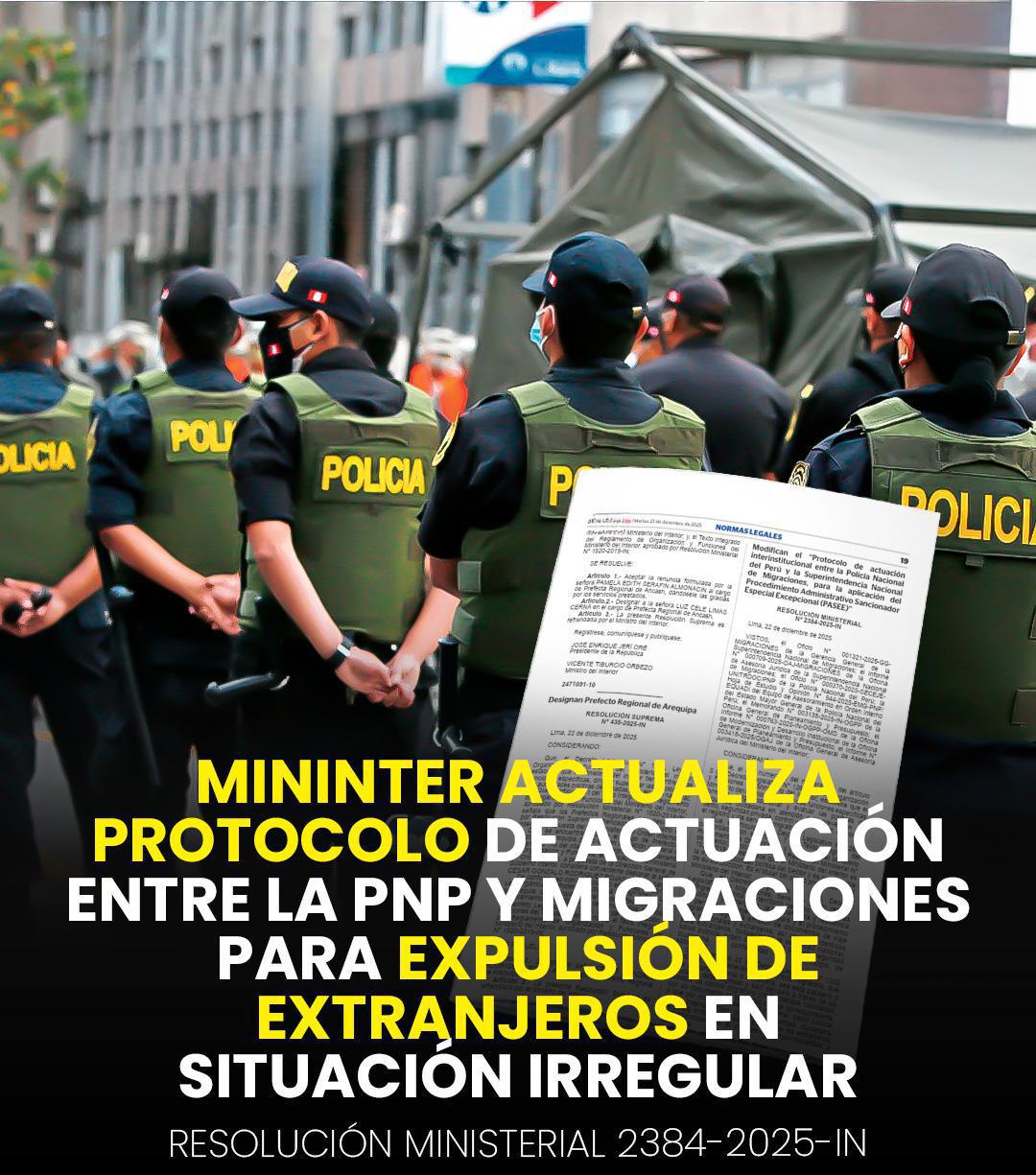 Actualizan protocolo de actuación PNP–Migraciones para la expulsión de extranjeros en situación irregular