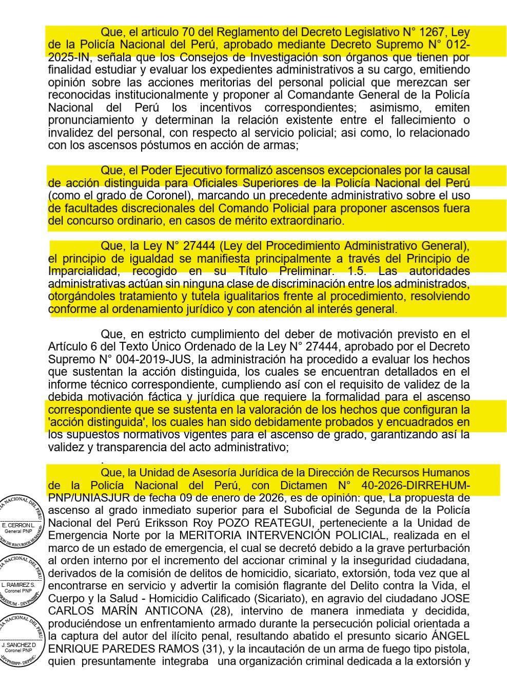 Presentan resolución del ascenso excepcional del S2 PNP Eriksson Pozo Presentan resolución del ascenso excepcional del S2 PNP Eriksson Pozo