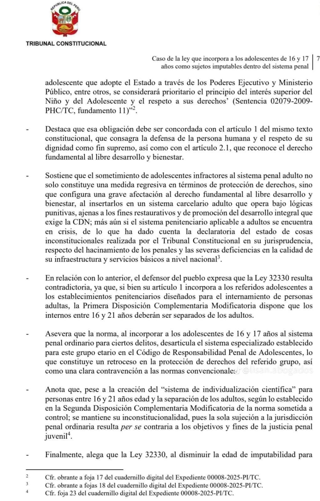 TC declara inconstitucional ley que juzgaba como adultos a adolescentes de 16 y 17 años TC declara inconstitucional ley que juzgaba como adultos a adolescentes de 16 y 17 años