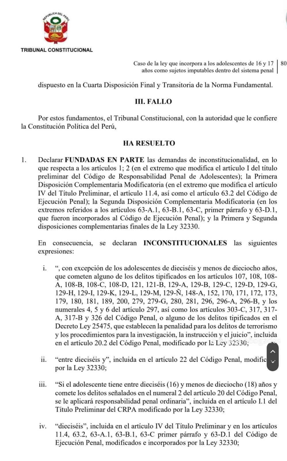 TC declara inconstitucional ley que juzgaba como adultos a adolescentes de 16 y 17 años TC declara inconstitucional ley que juzgaba como adultos a adolescentes de 16 y 17 años