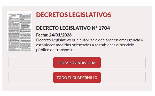 Publican Decreto Legislativo que autoriza declarar en emergencia el servicio público de transporte