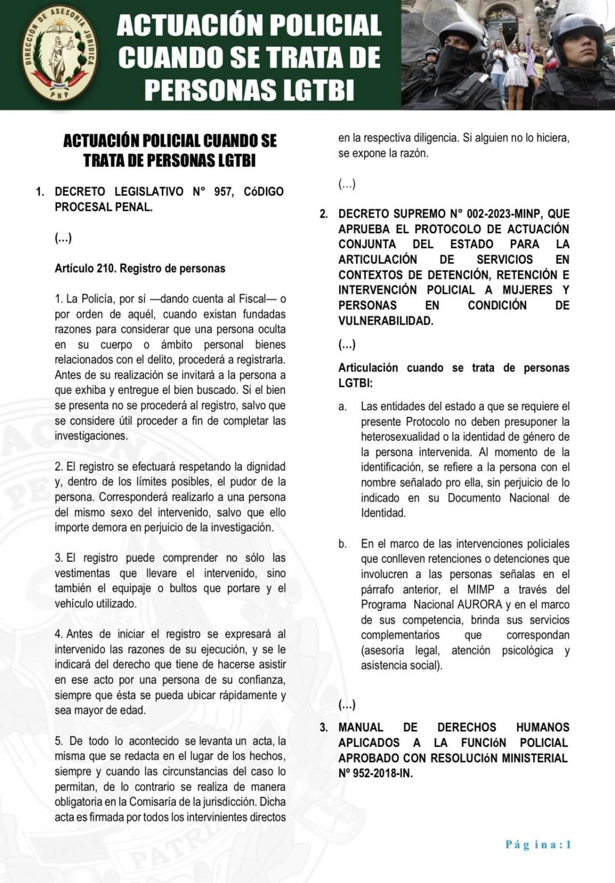 Cartilla 455 PNP: reglas claras para intervenir a personas LGBTIQ+ sin vulnerar derechos Cartilla 455 PNP: reglas claras para intervenir a personas LGBTIQ+ sin vulnerar derechos