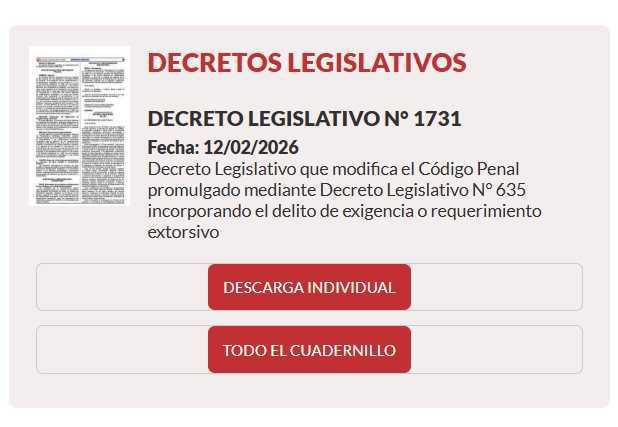 Publican norma que agrava penas por requerimientos extorsivos y vinculación criminal Publican norma que agrava penas por requerimientos extorsivos y vinculación criminal