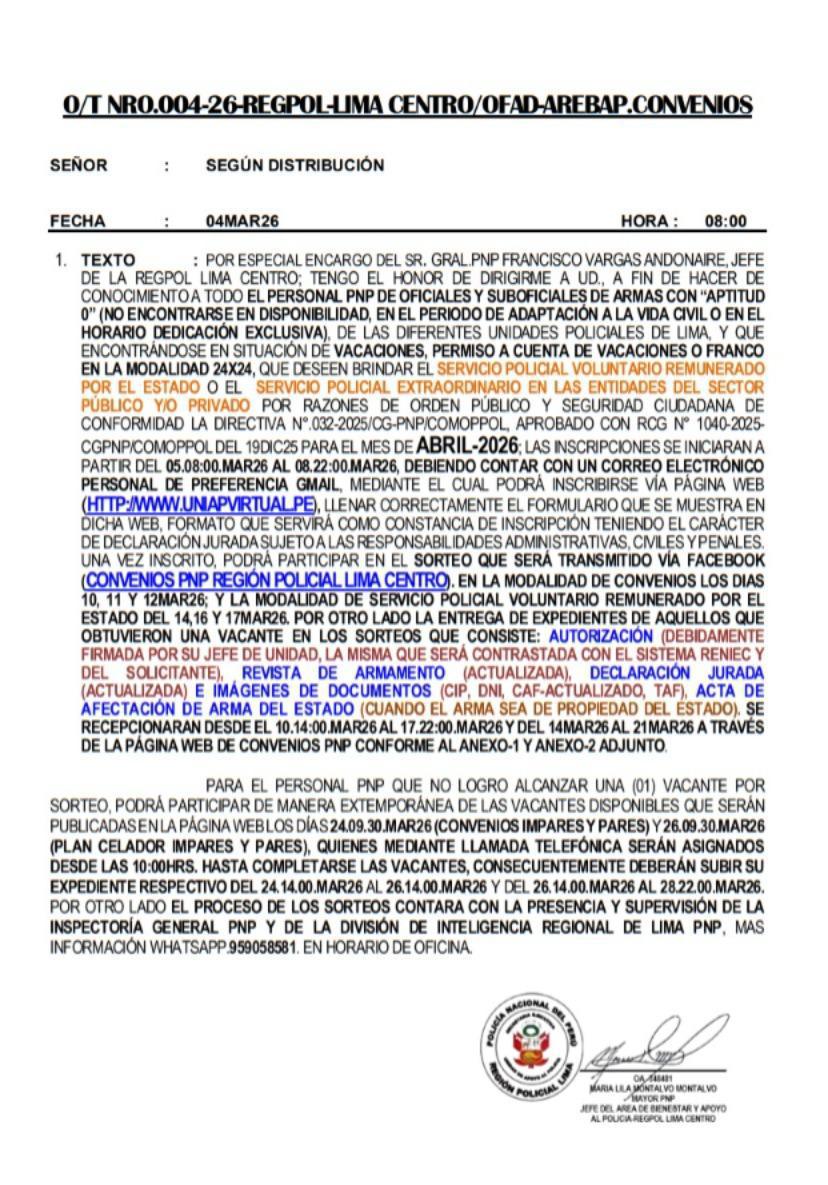 Convocatoria Abierta : Servicio Policial por convenio y Plan Celador - ABR2026 Convocatoria Abierta : Servicio Policial por convenio y Plan Celador - ABR2026