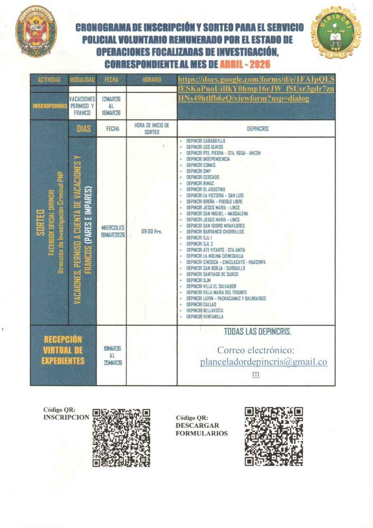 DIRINCRI abre convocatoria: servicio policial renumerado por el estado - ABR2026 DIRINCRI abre convocatoria: servicio policial renumerado por el estado - ABR2026