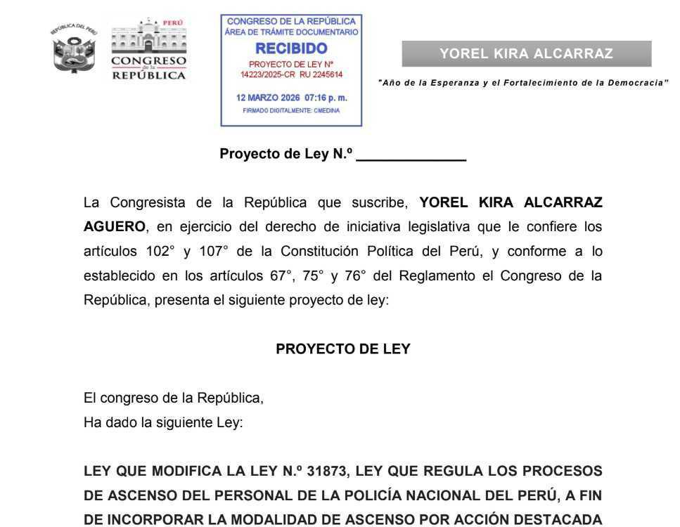 ¿Ascenso por valentía y heroísmo? Presentan proyecto para premiar acciones destacadas en la PNP ¿Ascenso por valentía y heroísmo? Presentan proyecto para premiar acciones destacadas en la PNP