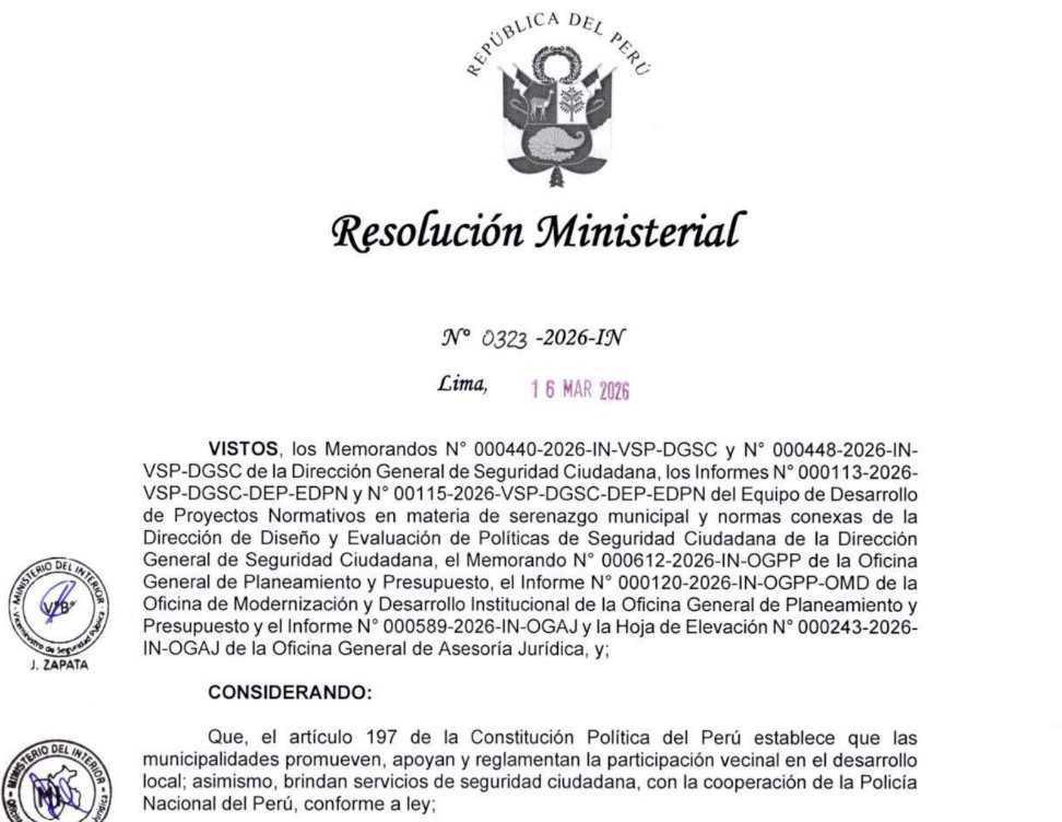 MININTER aprueba estándares obligatorios para los medios de defensa del serenazgo MININTER aprueba estándares obligatorios para los medios de defensa del serenazgo
