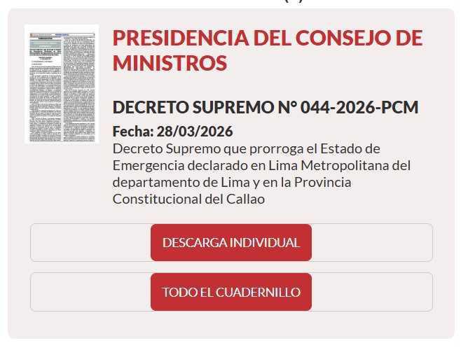 Prorrogan el Estado de Emergencia en Lima y Callao Prorrogan el Estado de Emergencia en Lima y Callao