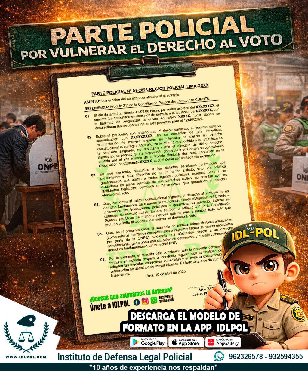 📥[DESCARGA] Formato de PARTE por impedimento del voto del personal policial