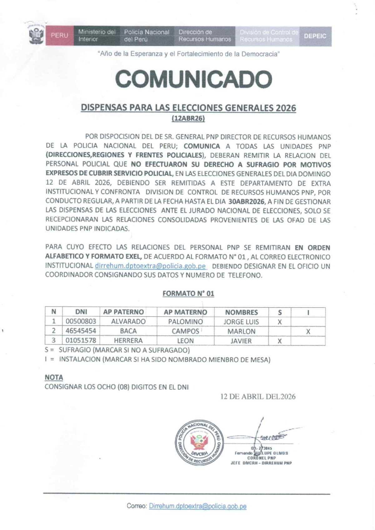 🚨PNP inicia el trámite de DISPENSAS por no votar en servicio