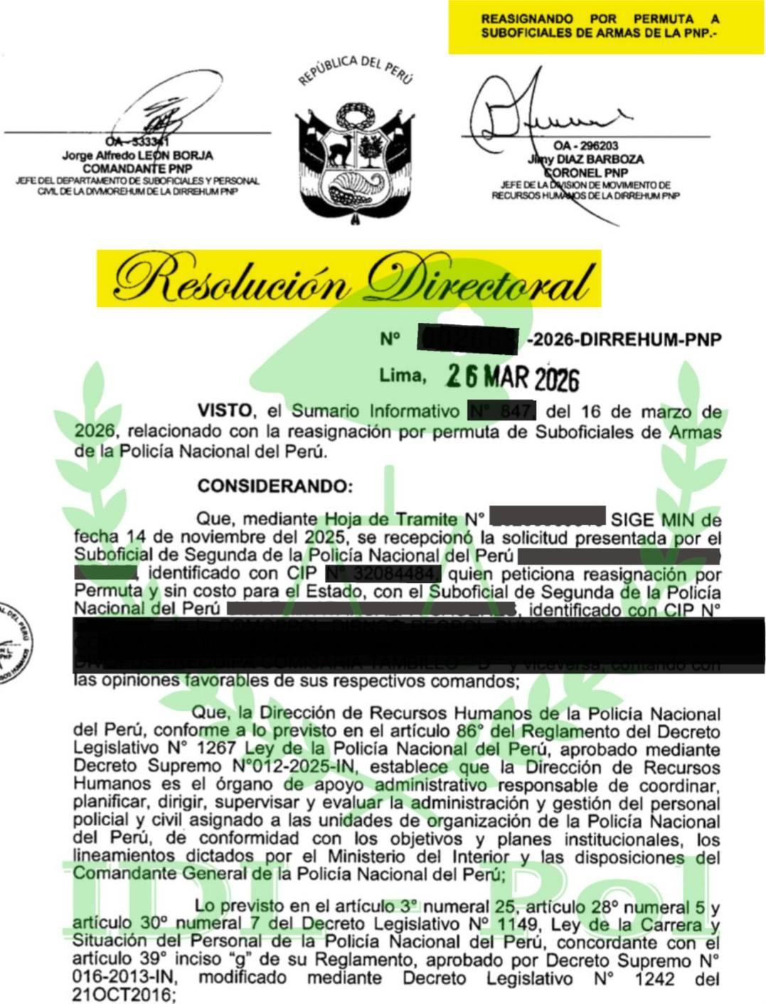 La permuta no debilita el servicio policial, lo fortalece La permuta no debilita el servicio policial, lo fortalece