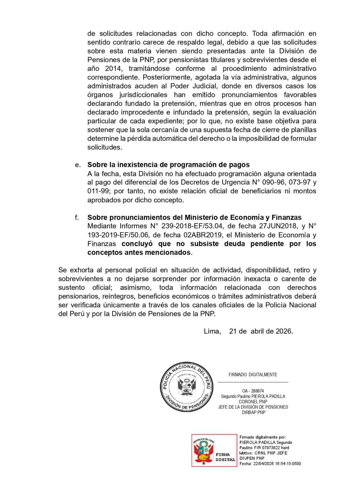 PNP se pronuncia sobre el “pago del 2%” PNP se pronuncia sobre el “pago del 2%”