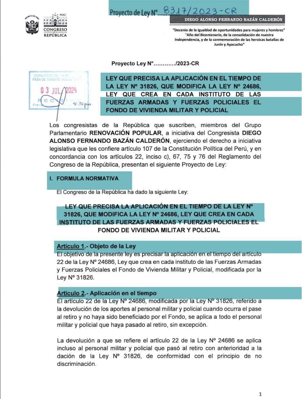 Proponen devolución de aportes al personal PNP en retiro sin excepciones