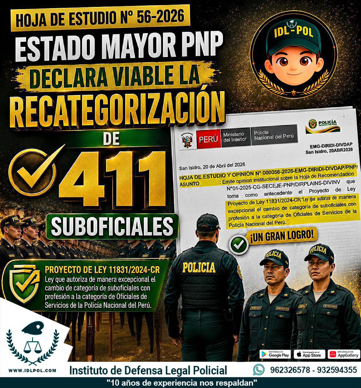 EMG PNP considera viable recategorización en carreras profesionales especializadas