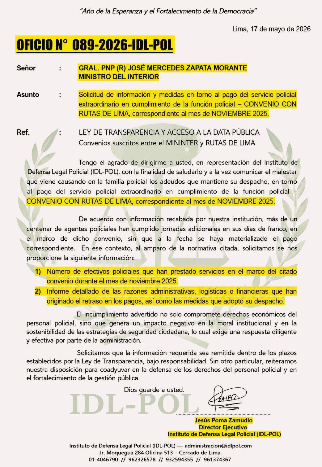 Policías esperan más de seis meses por pago de servicio extraordinario con Rutas de Lima Policías esperan más de seis meses por pago de servicio extraordinario con Rutas de Lima