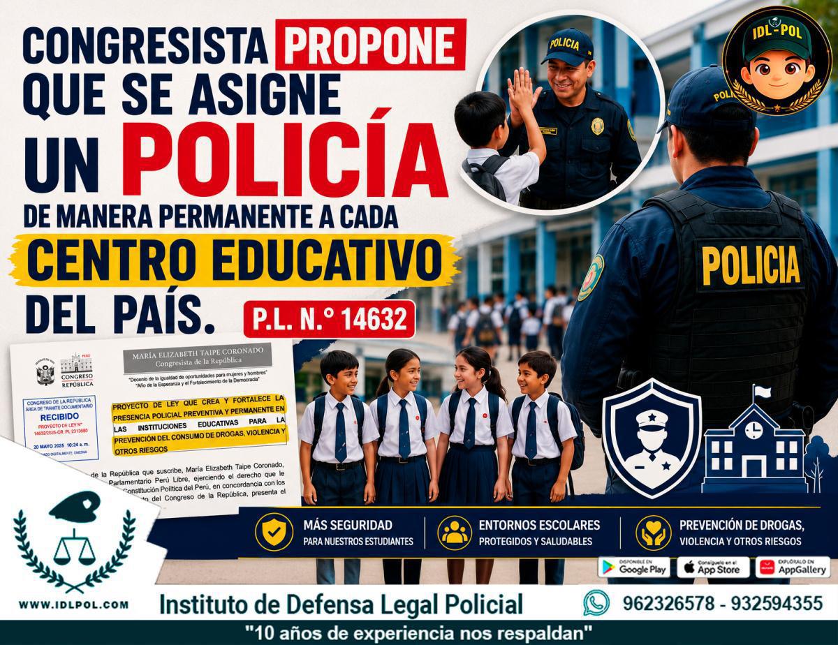 Proponen asignar policías de manera permanente en colegios públicos y privados del país