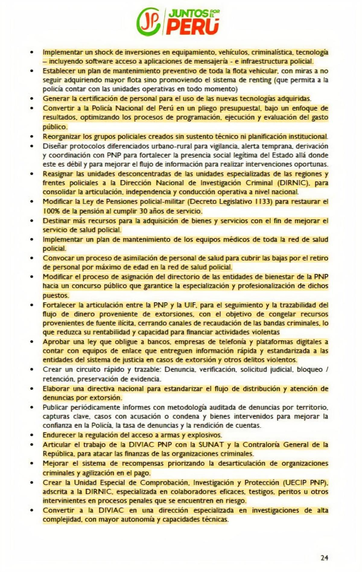 Conoce las propuestas de Roberto Sánchez para reformar la PNP
