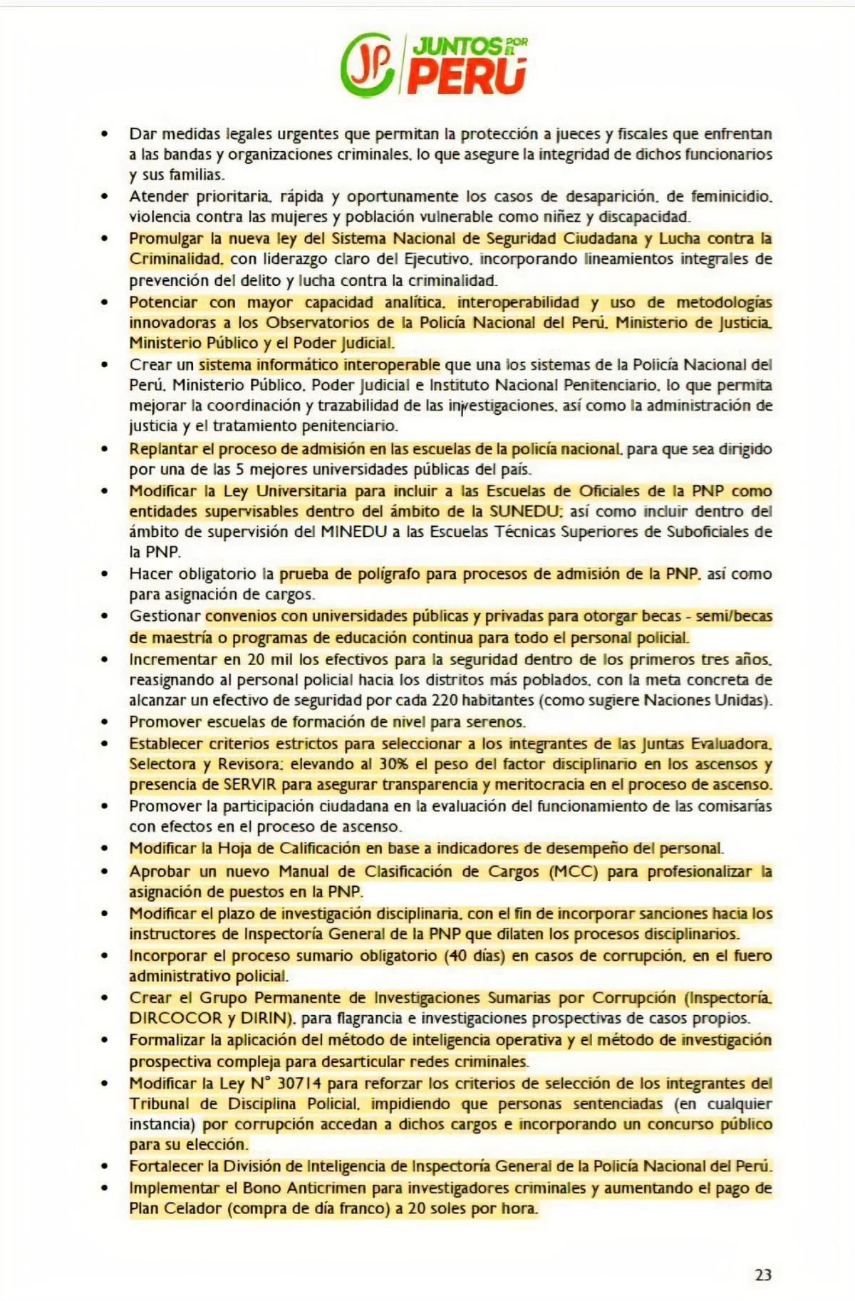 Conoce las propuestas de Roberto Sánchez para reformar la PNP