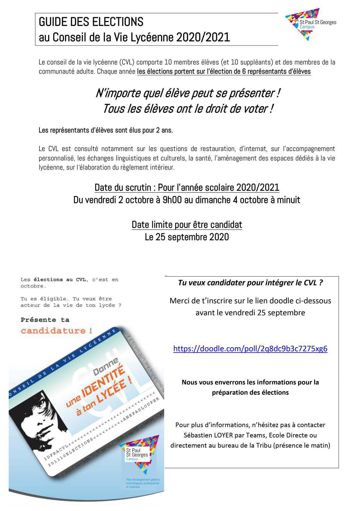 Présentez-vous au Conseil de la Vie Lycéenne du lycée St Paul Présentez-vous au Conseil de la Vie Lycéenne du lycée St Paul