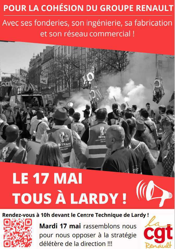 Non au démantèlement du Groupe Renault : Tous à Lardy le 17 mai
