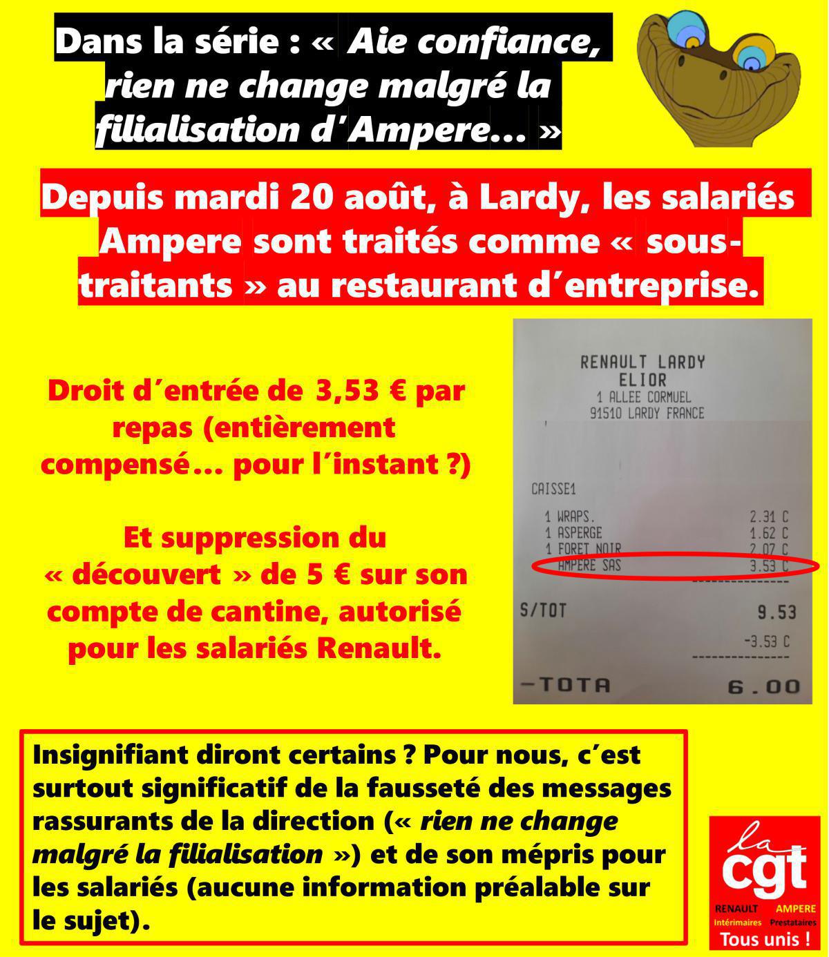 Lardy : les salariés Ampere considérés comme "sous-traitants" au restaurant d'entreprise depuis cette semaine... Lardy : les salariés Ampere considérés comme "sous-traitants" au restaurant d'entreprise depuis cette semaine...