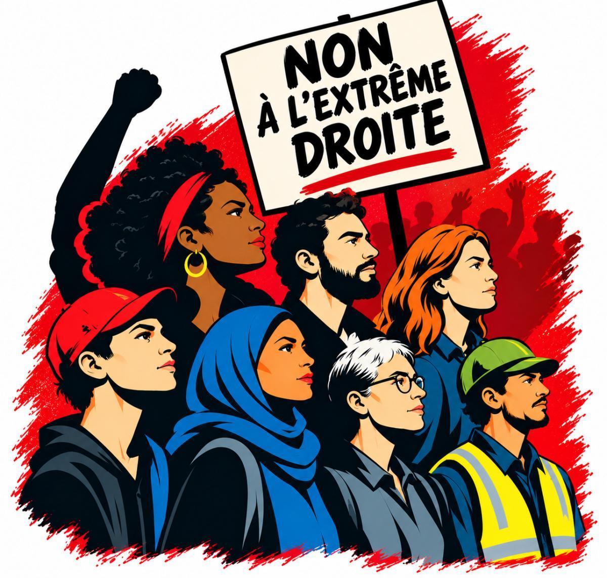 Tous ensemble contre la montée de l'extrême droite ! Tous ensemble contre la montée de l'extrême droite !