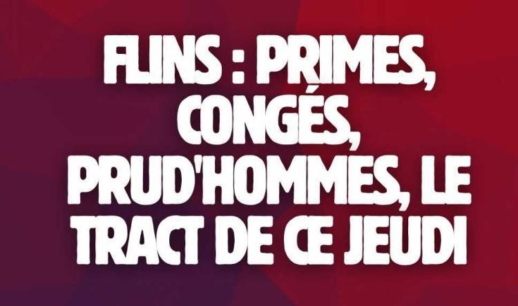Flins : Primes, congés, prud'hommes le tract de ce jeudi