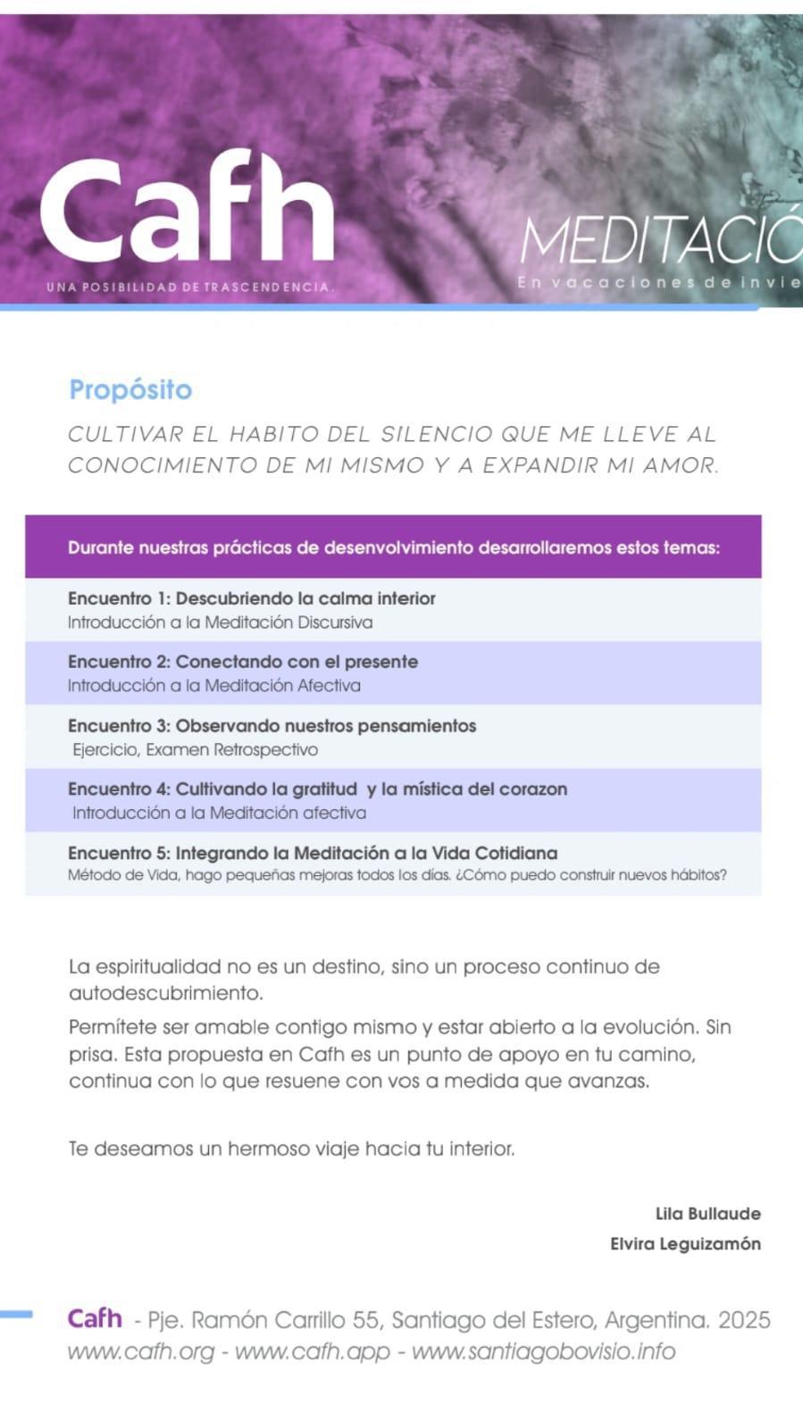 Meditación | Cafh Argentina - Santiago del Estero