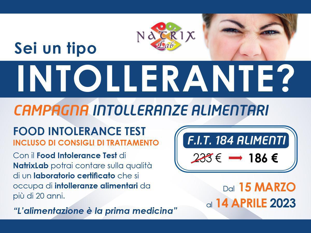 Campagna Intolleranze Alimentari184 alimenti NatrixLab