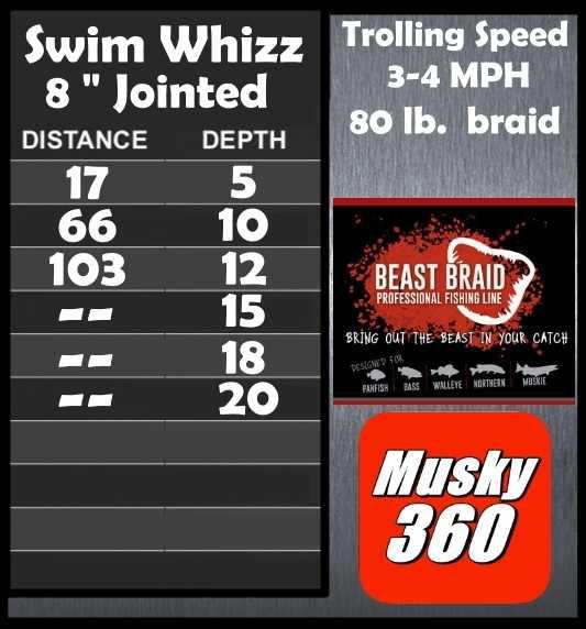 8" Swimm Whizz Jointed Trolling Chart 