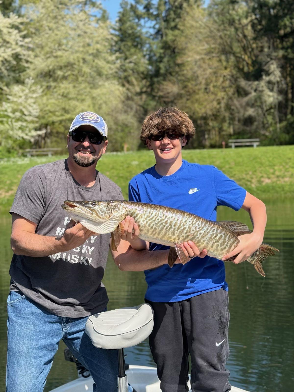 Little cousins first Muskie! 44” Wa