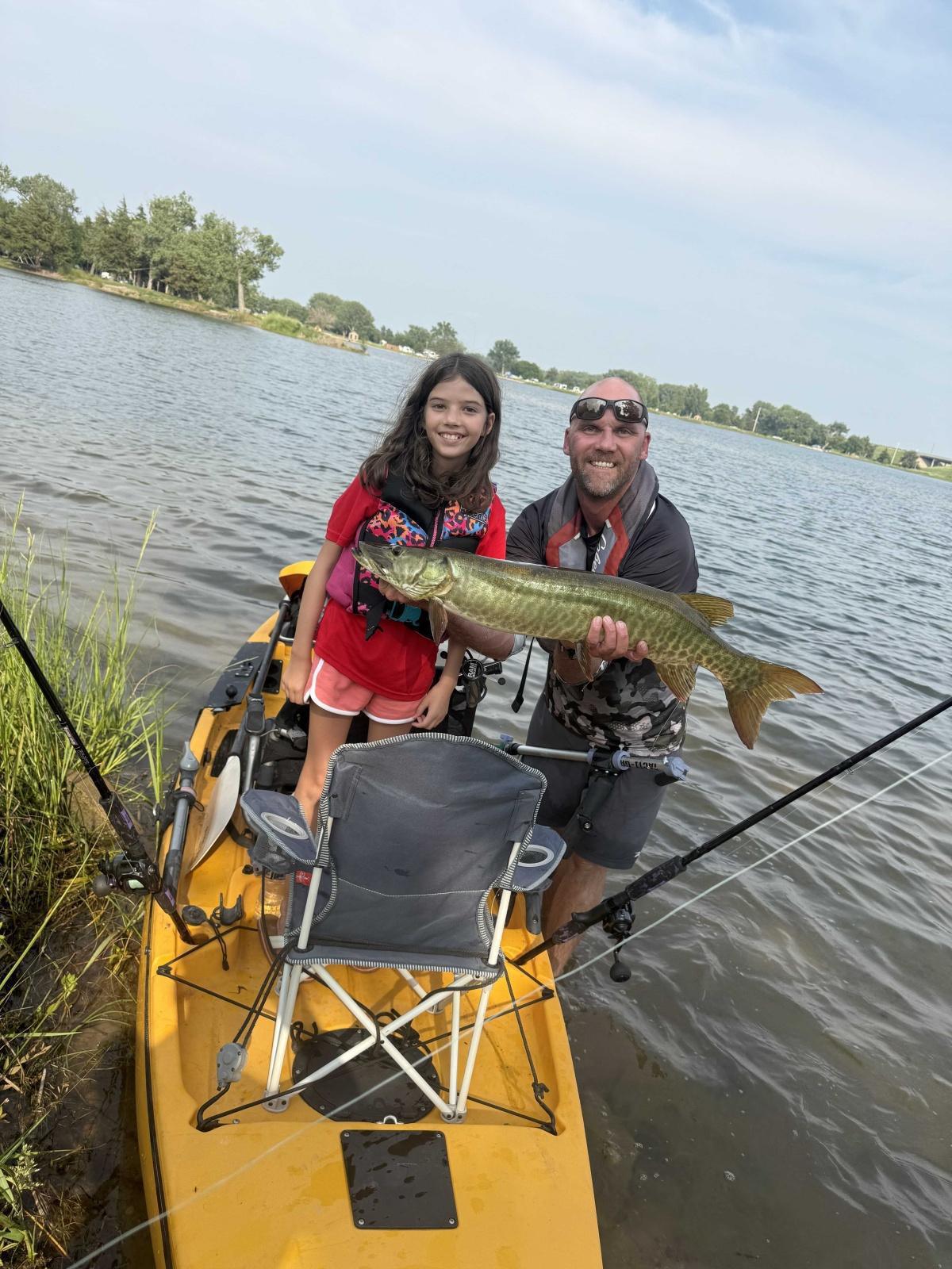 Daughter reeled in her first musky(Nebraska)