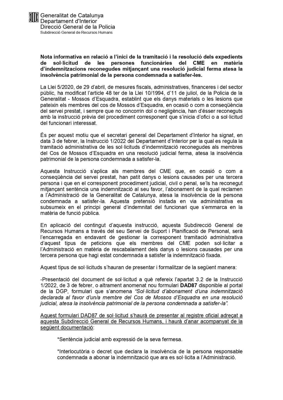 1-2022 INSTRUCCIÓ INDEMNITAT 
