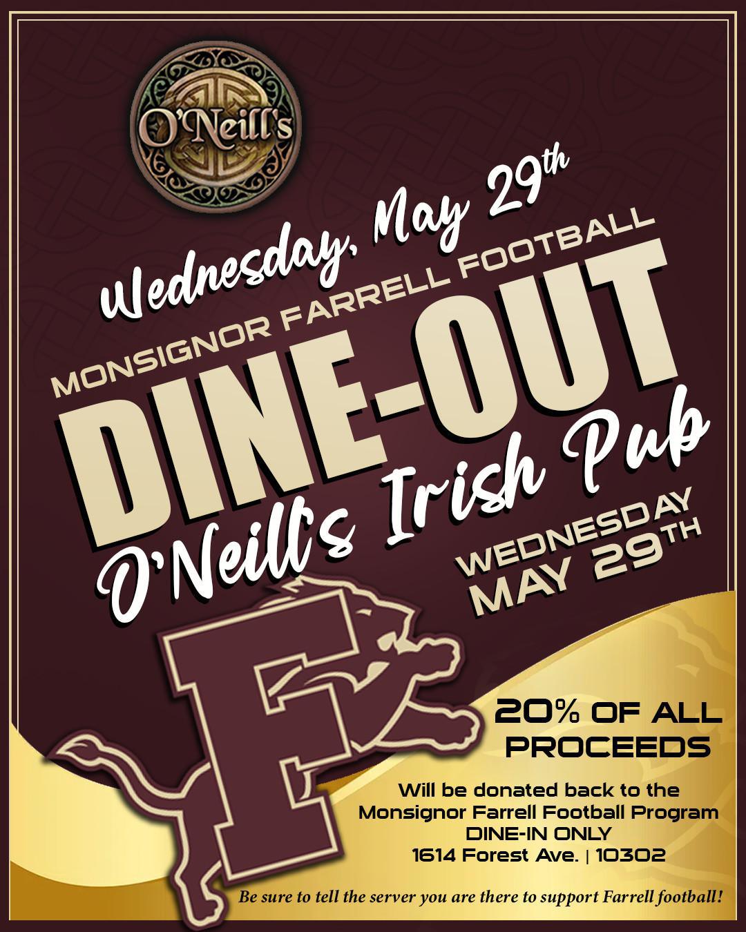 Football Dine-Out at O'Neill's