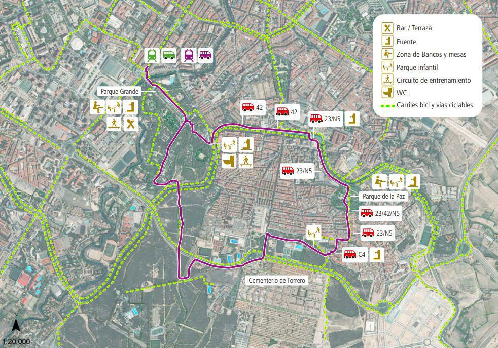 Circular por el Parque Grande y el canal Circular por el Parque Grande y el canal