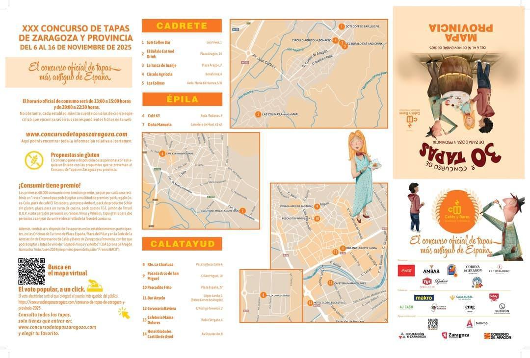 CONCURSO DE TAPAS DE ZARAGOZA Y PROVINCIA 2025 – XXX EDICIÓN. Varias ubicaciones