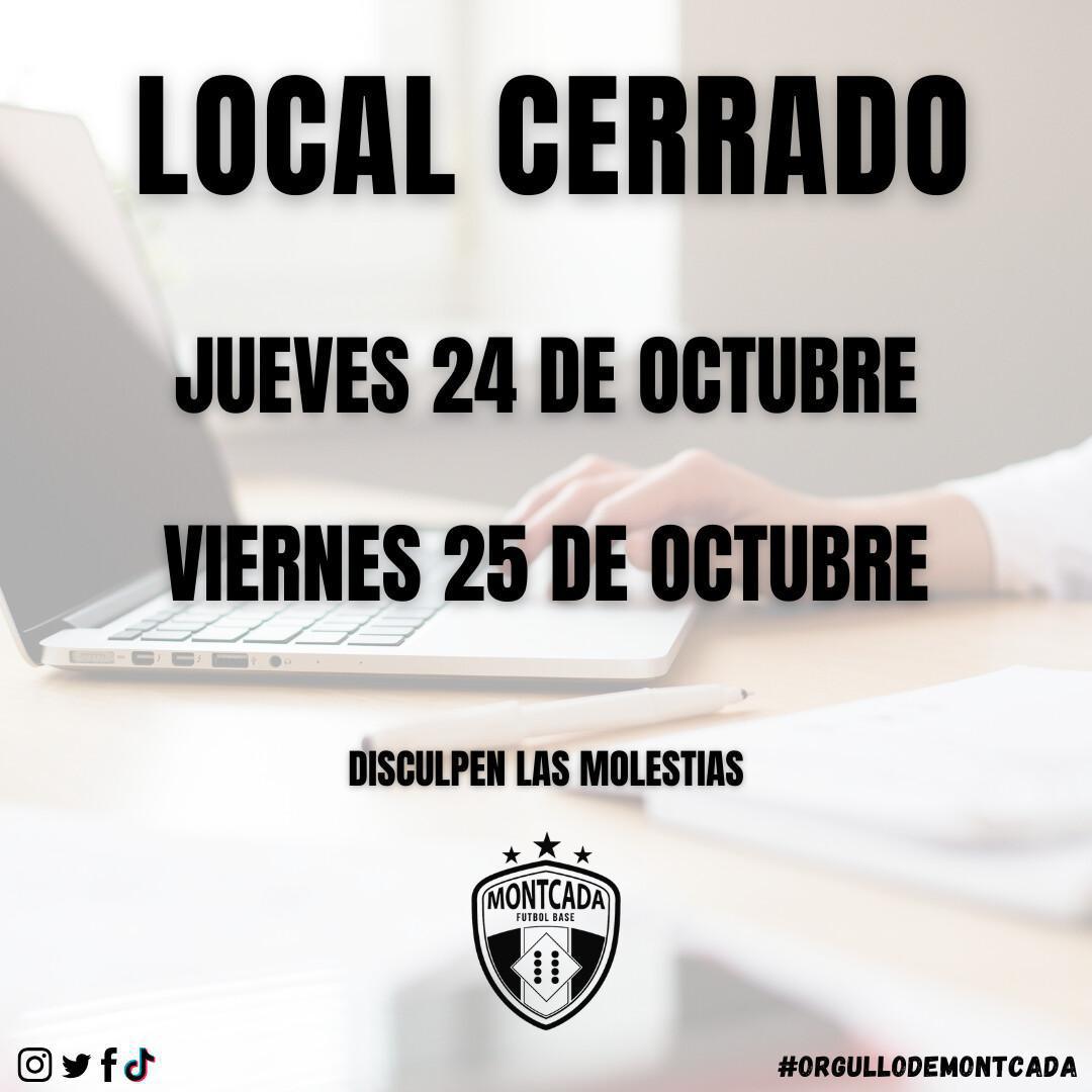 AVISO: LOCAL CERRADO 24 Y 25 OCTUBRE