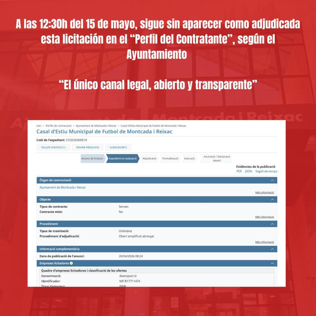 COMUNICADO OFICIAL DE RESPUESTA AL AYUNTAMIENTO DE MONTCADA I REIXAC