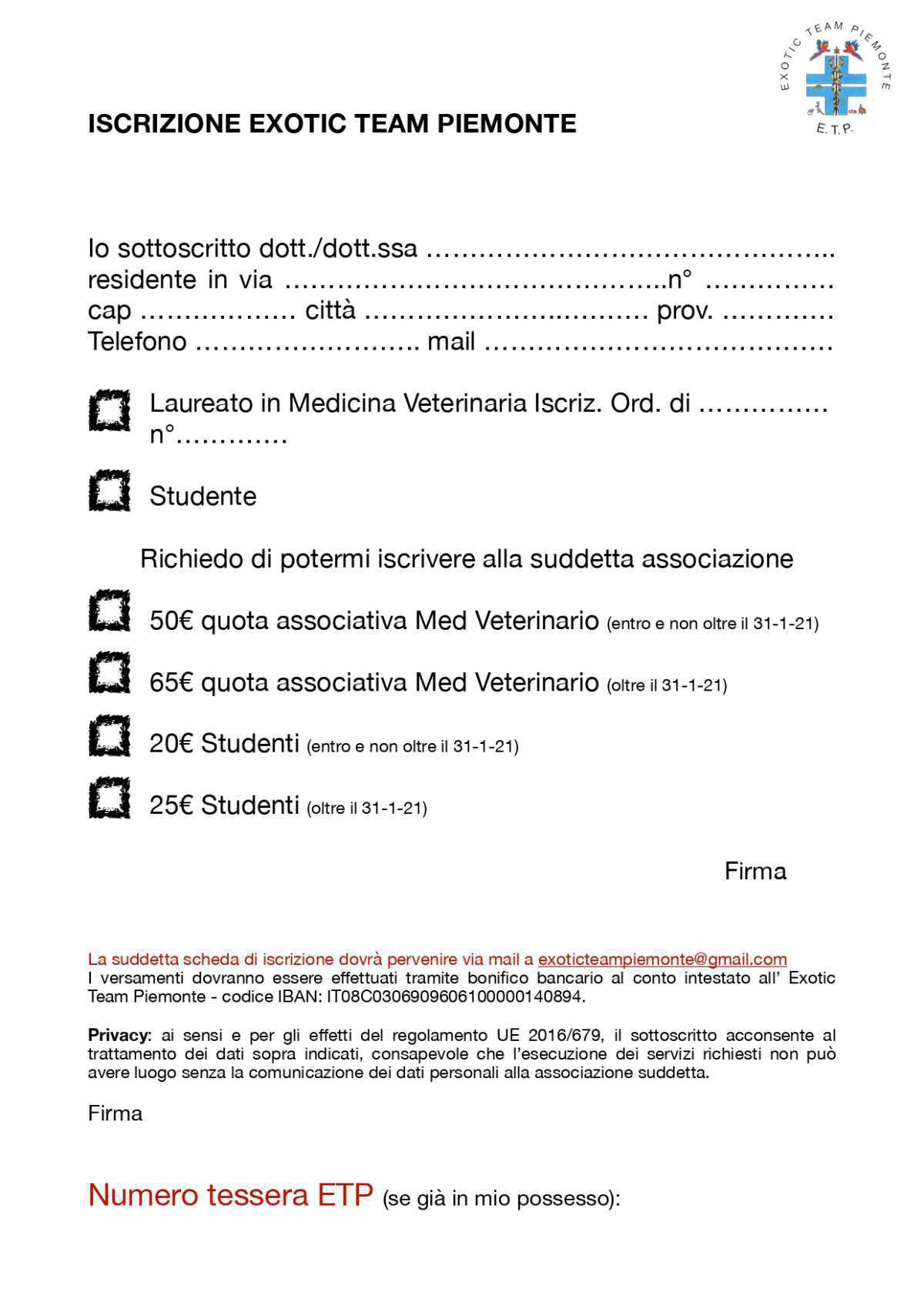 MODALITA' DI TESSERAMENTO MODALITA' DI TESSERAMENTO