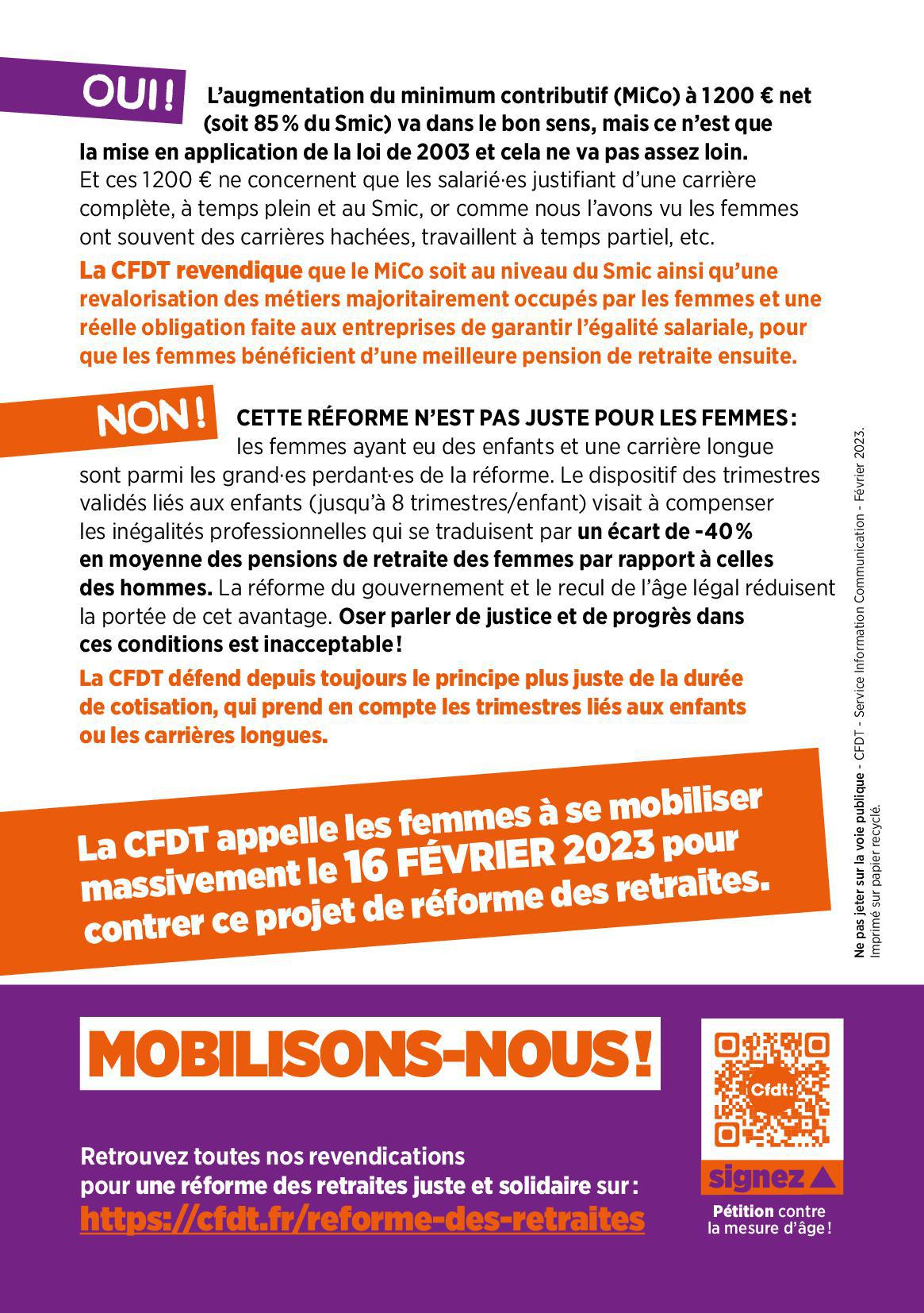 Réforme des retraites : Réforme d'injustice pour les femmes !