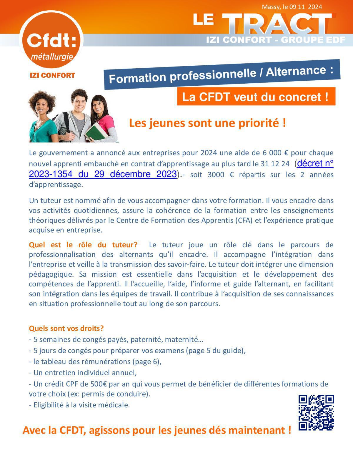 FORMATION POUR LES APPRENTIS , LA CFDT PEUT VOUS AIDER!