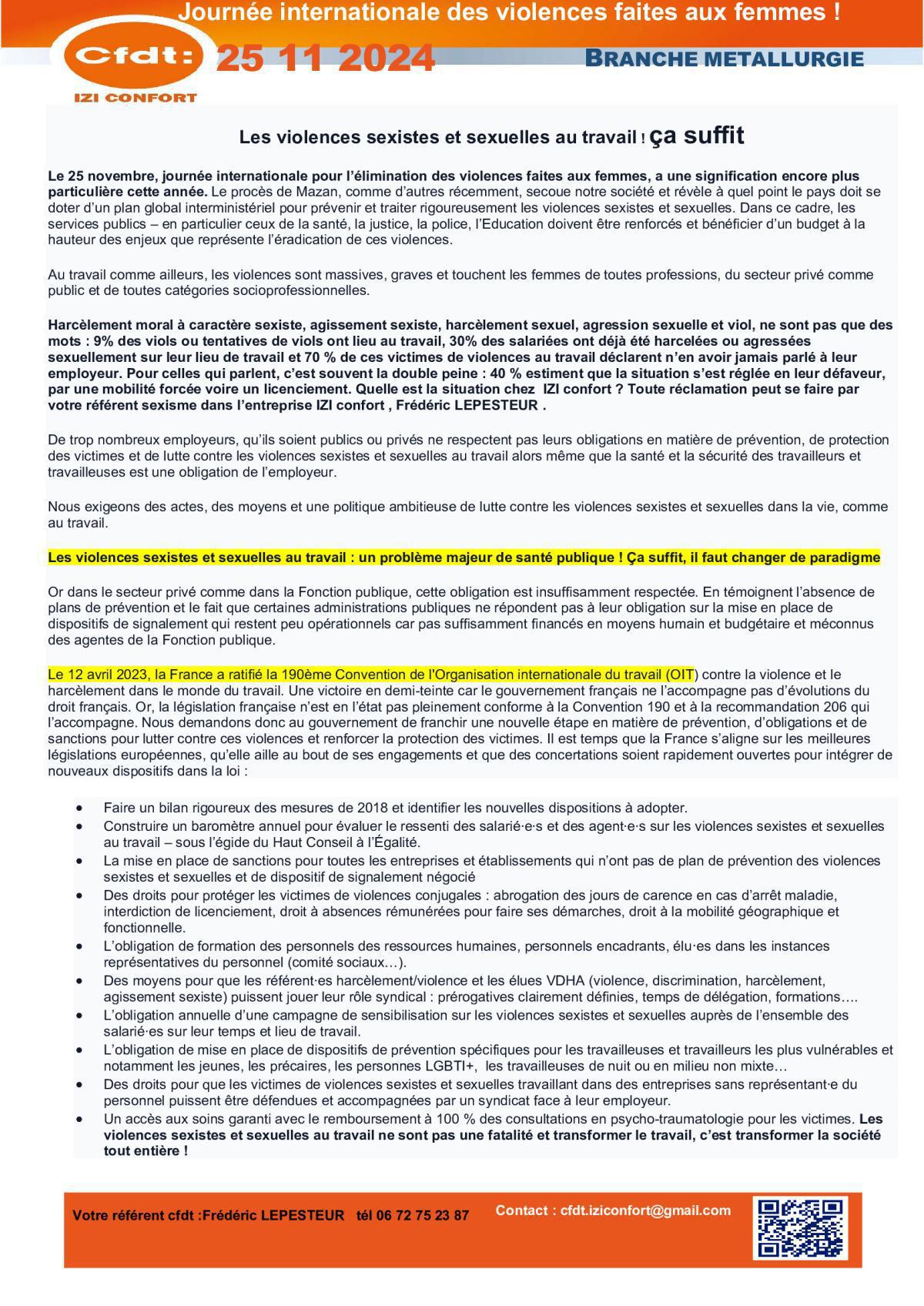 Journée internationale contre les violences sexistes et sexuelles au travail Journée internationale contre les violences sexistes et sexuelles au travail