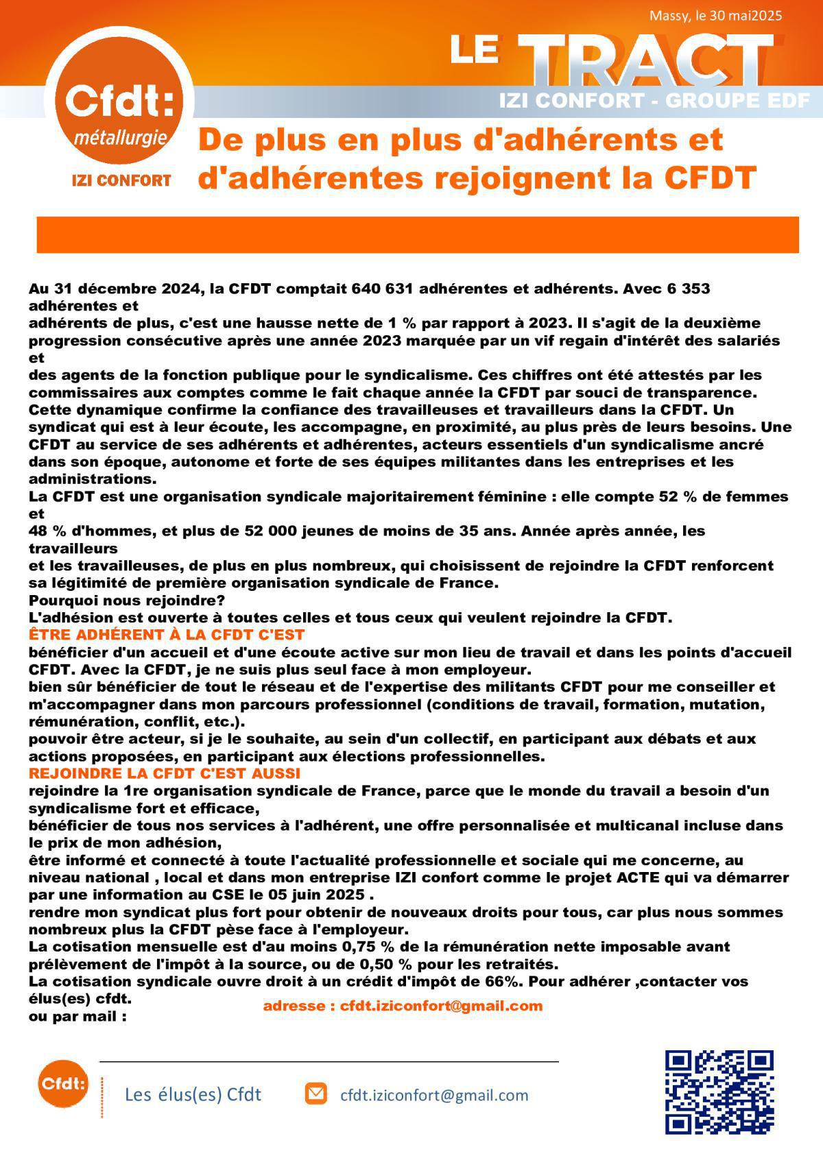 de plus en plus d'adhérents et d'adhérentes rejoignent la CFDT