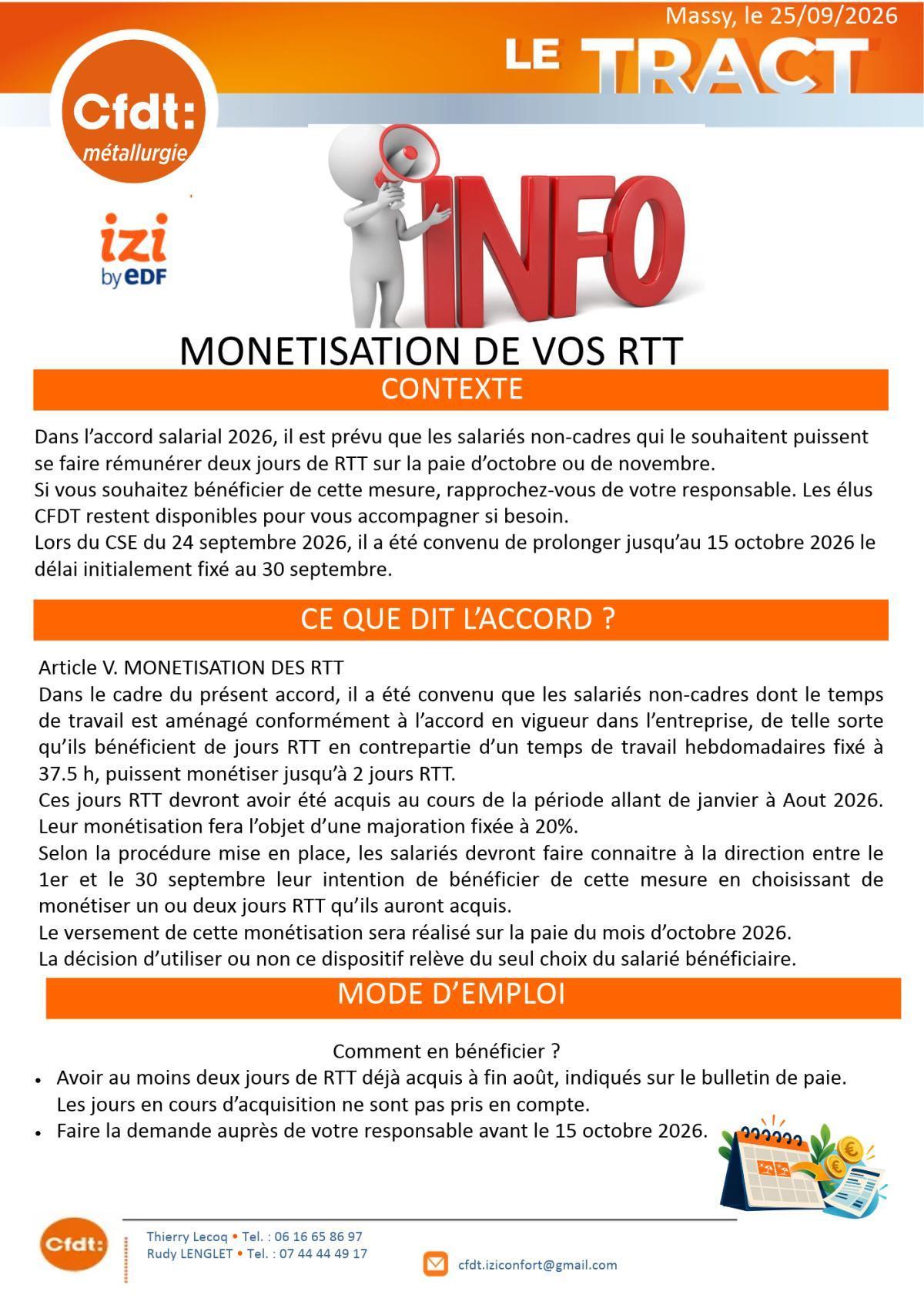 monétisation des RTT avant le 15 octobre 2026