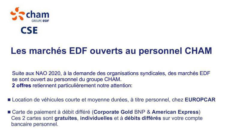 Les marchés EDF ouverts au personnel CHAM