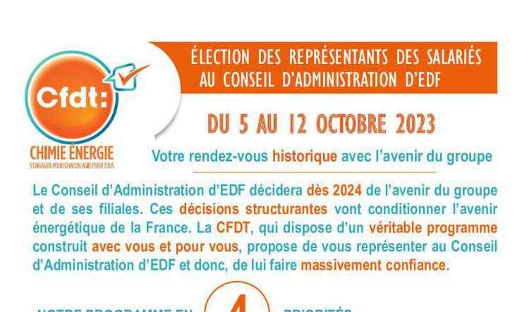 Cfdt : Elections des Administrateurs salariés au CA d'EDF