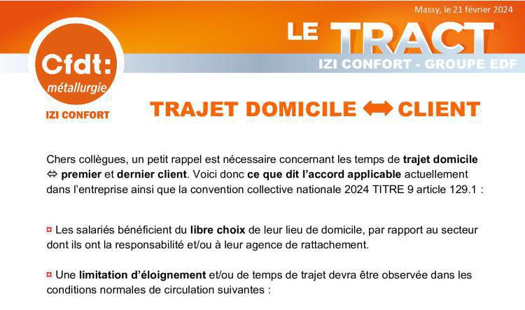 Cfdt : Temps de trajet/route